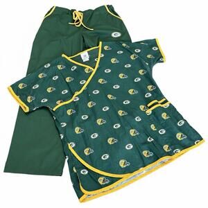 Fabrique Innovations NFL Womens Green Bay Packers Logo Scrub Top Sz L Pants Sz M